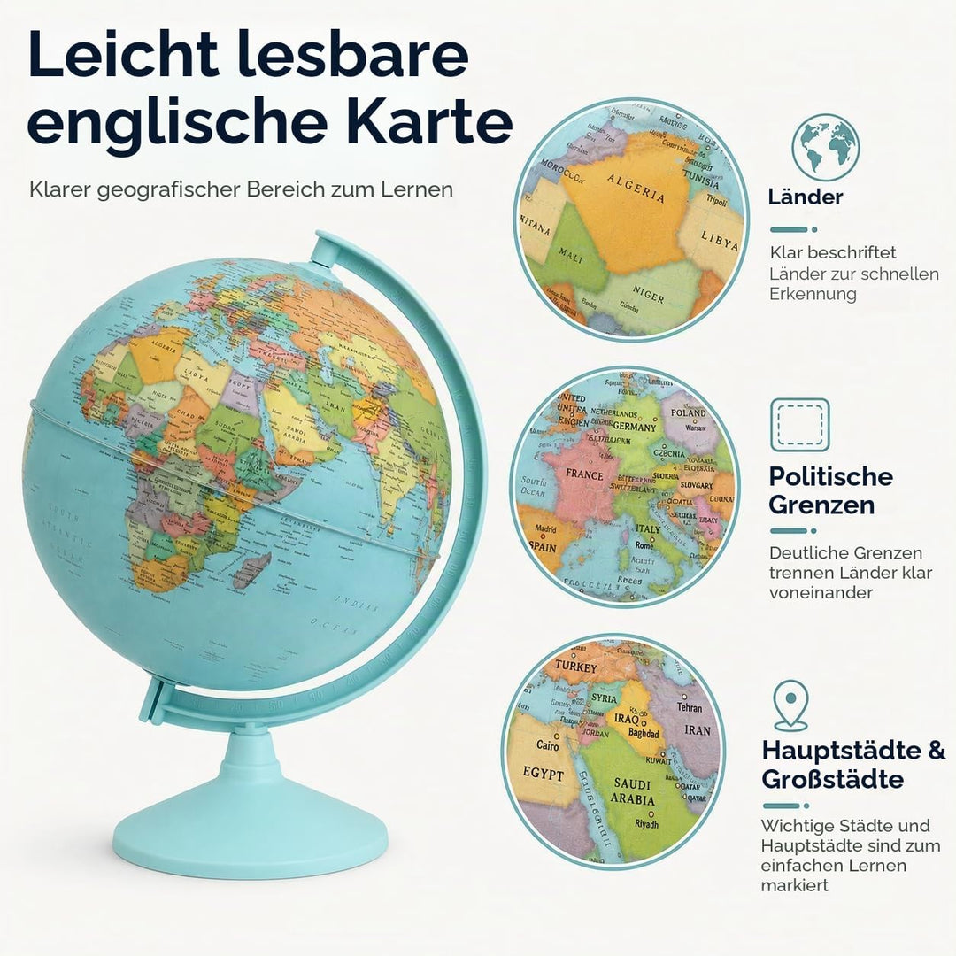 30cm Globus - Englische Karte - Schülerglobus Pädagogische/geografische/moderne Schreibtischdekorati