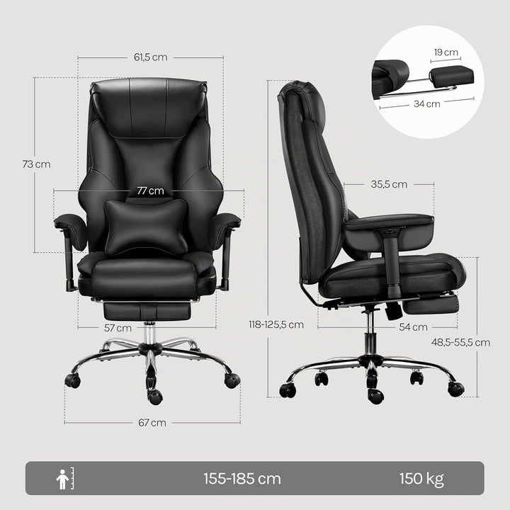 WOLTU Bürostuhl ergonomisch, Chefsessel Doppellagige weiche Rückenlehne, 3-stufige Rückenlehnenverst