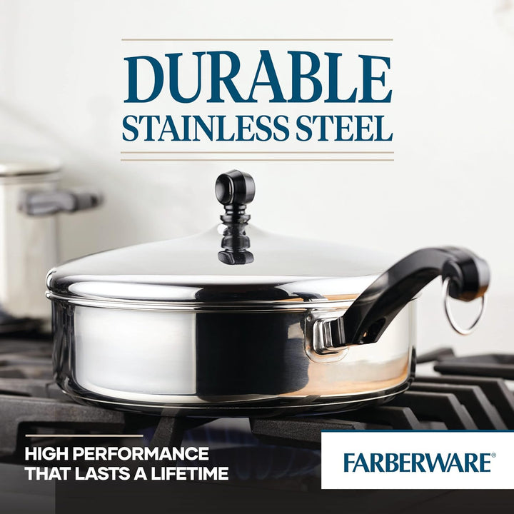 Farberware Klassischer Edelstahl-Bratdeckel, Sautepfanne (2,75 Quart), Silber 2.6 Liter, 2.6 Liter