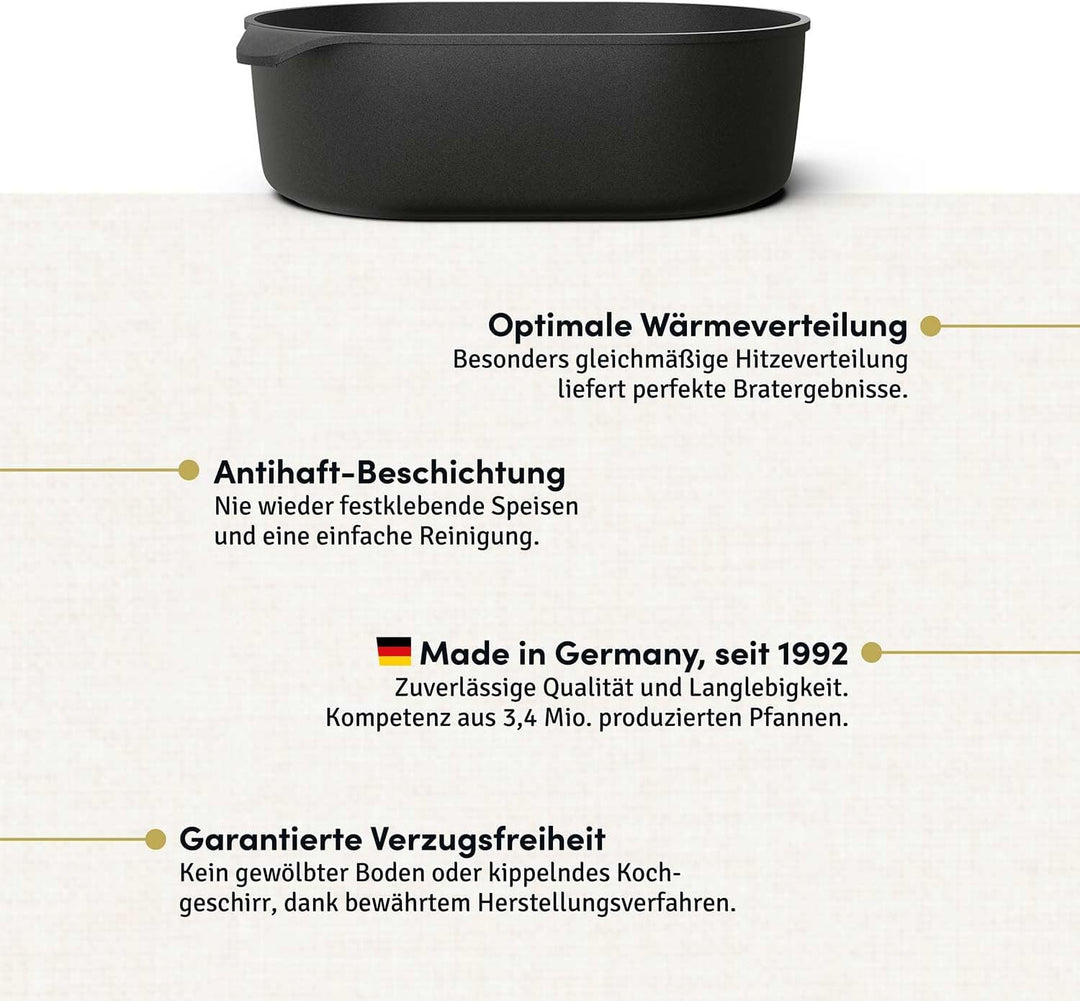 Hoffmann Gänsebräter 40x27 cm – grosser Aluguss Bräter 8,5 Liter, antihaftbeschichtet, für Induktion