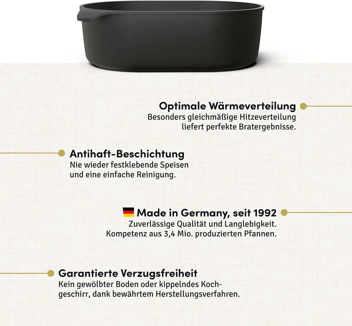 Hoffmann Gänsebräter 40x27 cm – grosser Aluguss Bräter 8,5 Liter, antihaftbeschichtet, für Induktion