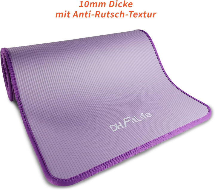 DH FitLife Trainingsmatte Fitnessmatte, Sportmatte 183 * 61 * 1 cm, Gymnastikmatte extra reissfest,