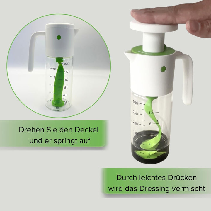 3 Pagen® Salatdressing Mixer Karaffe & Messbecher 2-in-1 – Dressing Shaker mit integriertem Quirl –