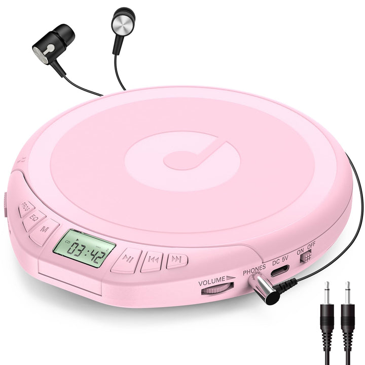 Gueray CD Spieler Tragbarer CD-Player Persönliche CD Player mit Kopfhörer LCD Display Anti-Skip Schu