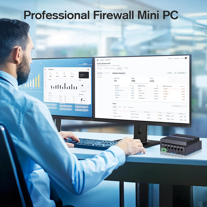 Lüfterloser Firewall-Mini-PC 6 x Intel LAN Ethernet (bis zu 2,5 GbE) Intel CORE 6006U, 8 GB DDR4 128