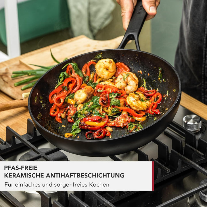 KitchenAid Classic Forged Aluminium Wok mit Antihaftbeschichtung, 28cm/3.6 Liter,