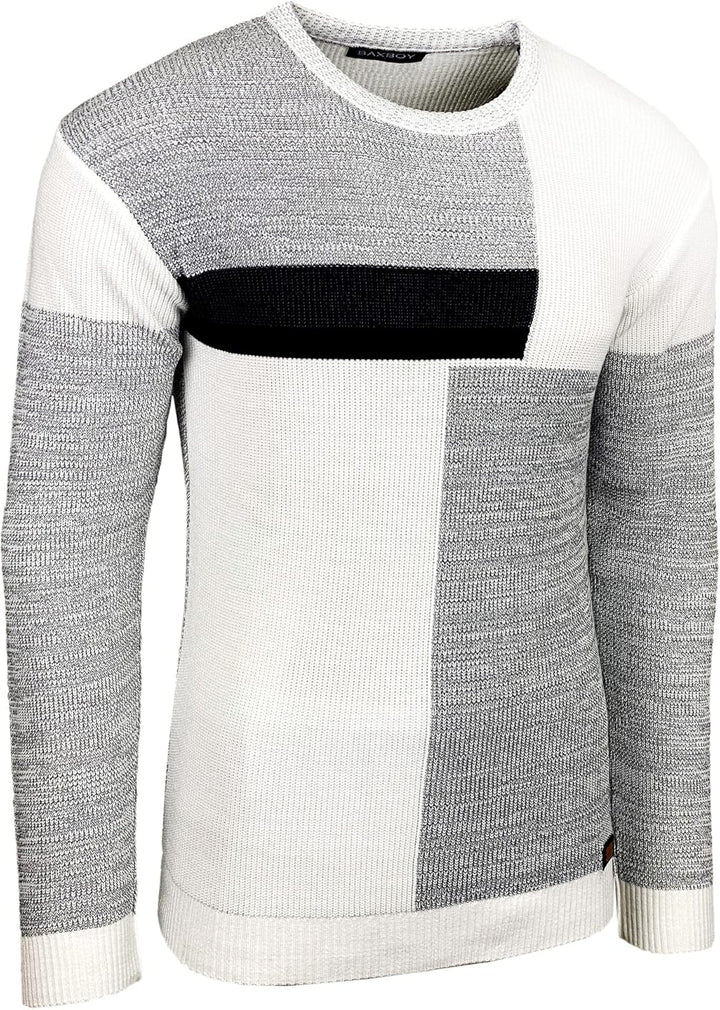 Baxboy Herren Pullover Slim Fit Rundhals Strick-Pullover Rundkragen Moderner Männer schwarzer Pulli