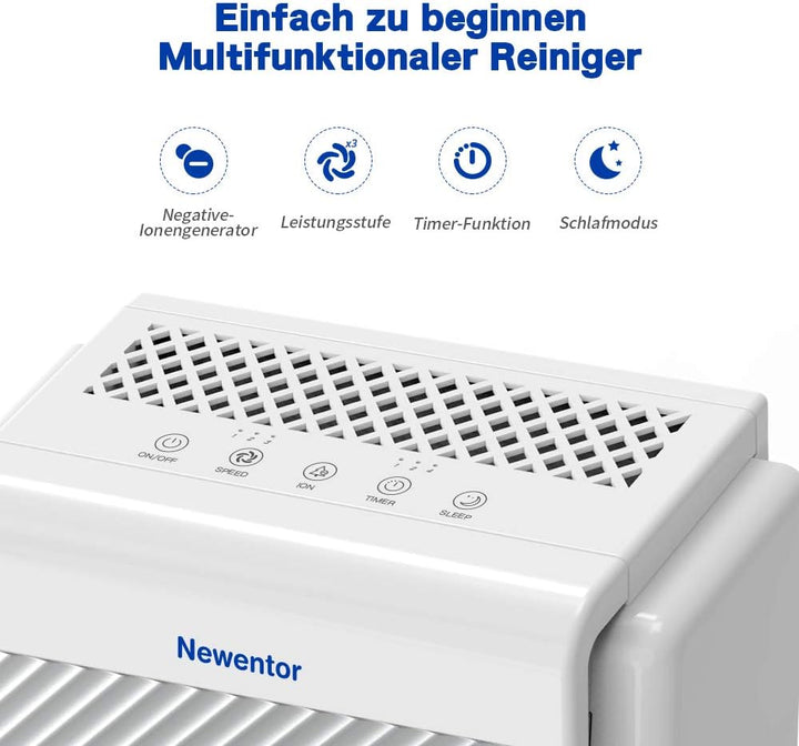 Newentor Luftreiniger mit H13 HEPA Filter, Luftreiniger gegen Rauchgeruch, Raumgrösse bis zu 55 ㎡, R
