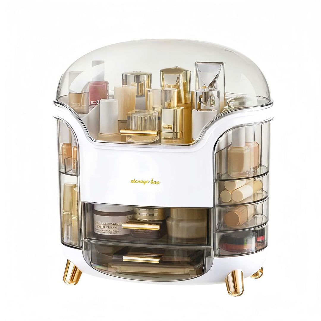 Schminktisch Organizer, Kosmetik Organizer mit Deckel & Schubladen, Grosse Make-up & Skincare Aufbew