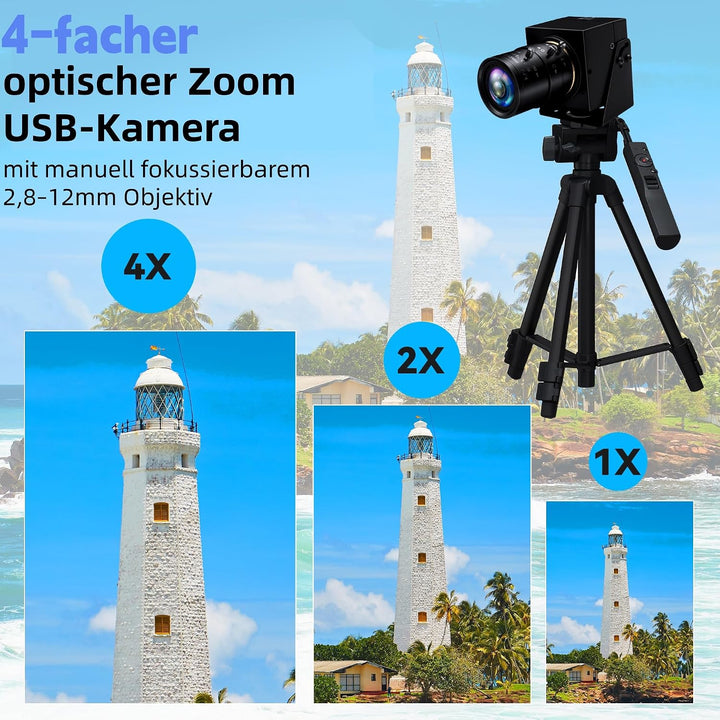 Globalverschluss USB Kamera mit 4-fachem optischem Zoom | 1200P 90fps, 2,8–12 mm manuelles Objektiv,