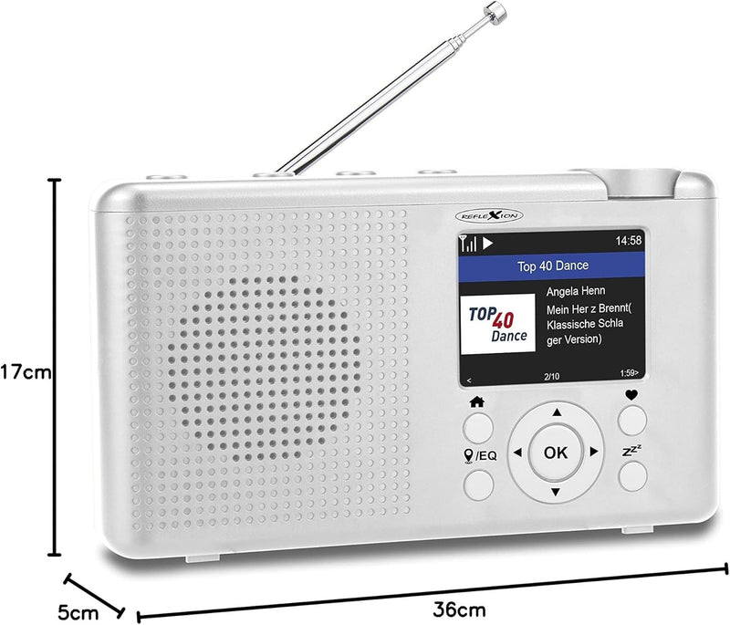 Reflexion TRA-23INT Tragbares DAB- und Internetradio mit Radio und Akku(UKW, DAB, DAB+, RDS, Farbdis