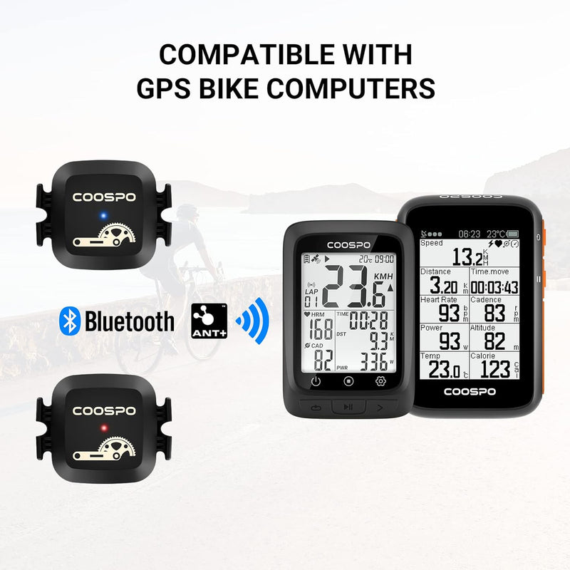 COOSPO Fahrrad Geschwindigkeitssensor und Trittfrequenzsensor Bluetooth ANT+, Cadence Speed Sensor I