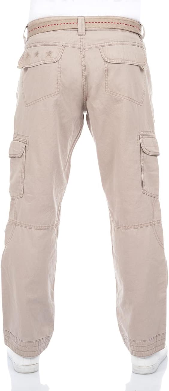 Timezone Herren Cargo Jeans Hose BenitoTZ Loose Fit Cargohose Stoffgürtel 100% Baumwolle Basic Tasch