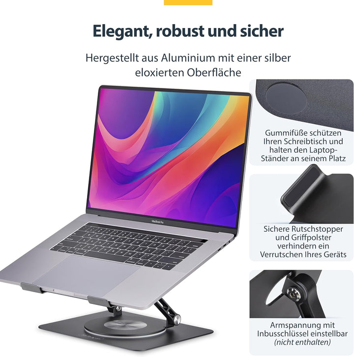[StarTech. com Drehbarer Laptop-Ständer, um 360 Grad drehbar, ergonomische Schreibtischerhöhung für