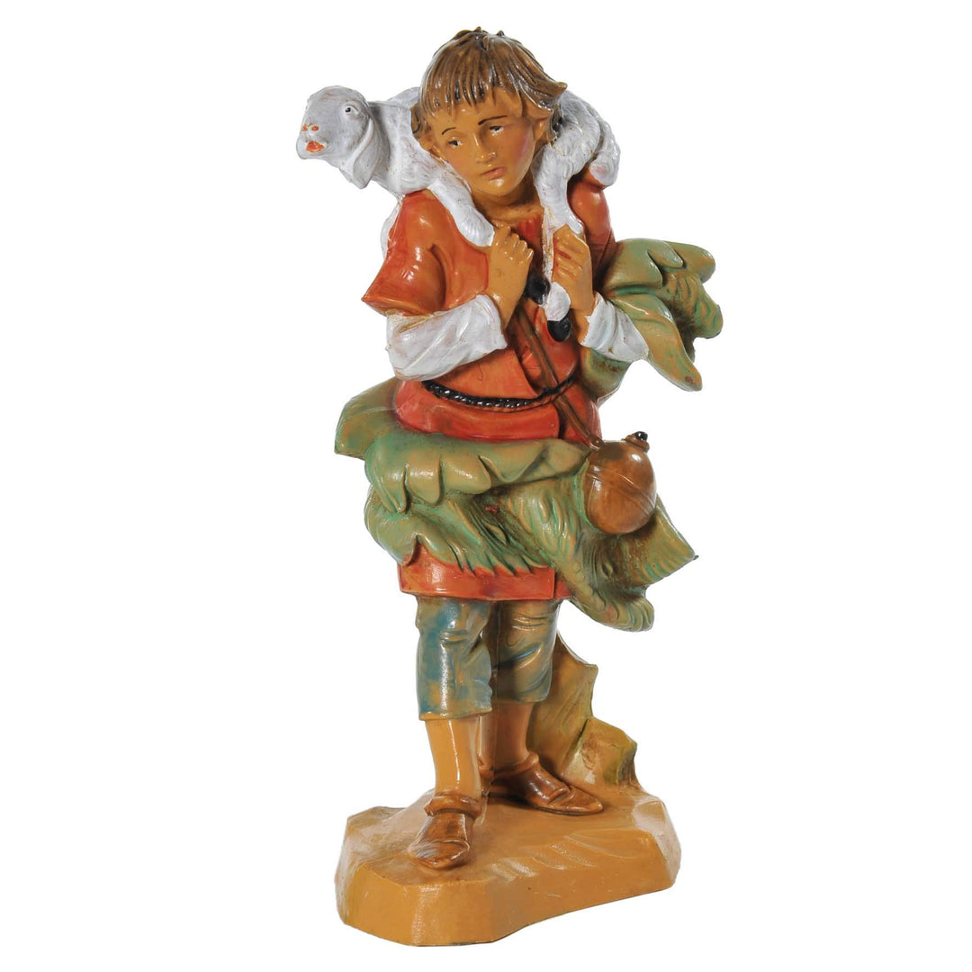 Krippenfigur Hirte mit Schaf (123 V) cm.12 Typ Holz Fontanini