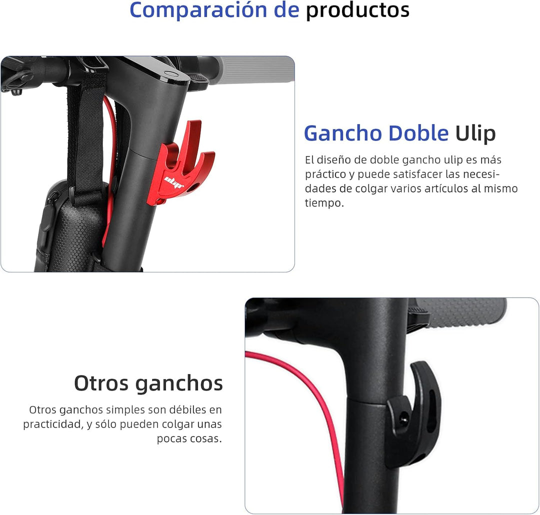 ulip Scooter Double Front Hook Aluminium Aufhänger für Scooter mit M5 Schrauben für Xiaomi M365 Pro