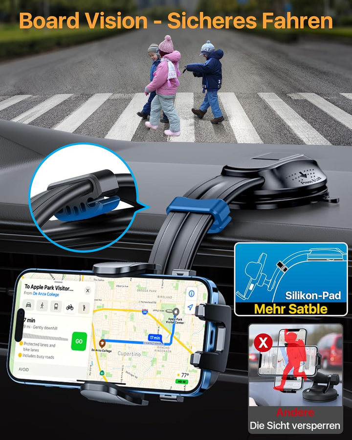 HTU【2026 Neuester Saugnapf & Lüftung Biegsamer Arm Handyhalterung Auto【True Militär-Klasse】 360° Dre