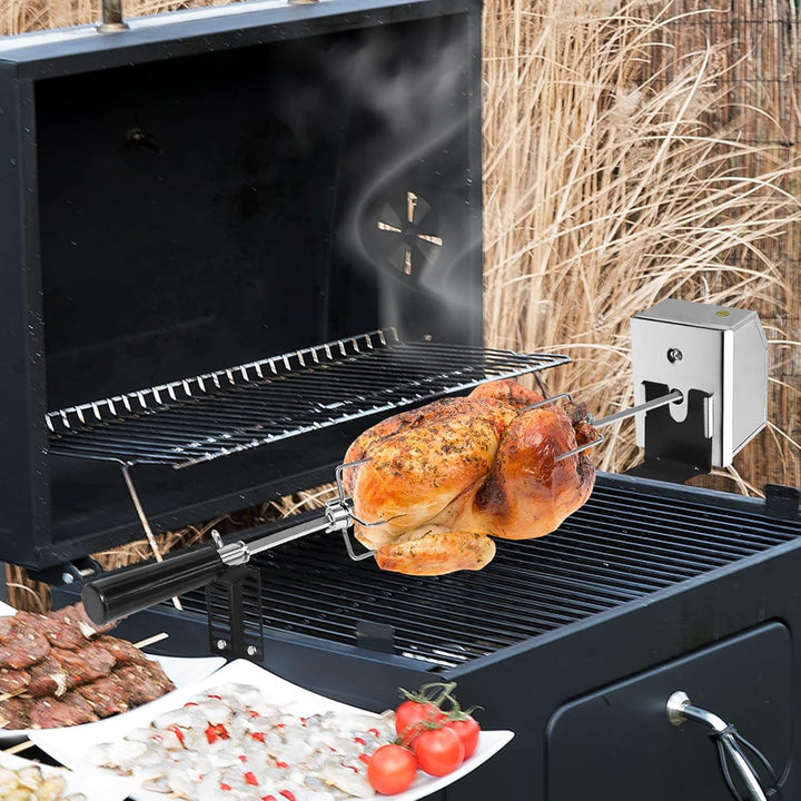 Grillspiess Set mit Motor 107cm drehspiess,304 Edelstahl Grillspiess Rotisserie 220V - 240V inkl.2X