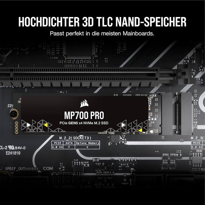 Corsair MP700 PRO 1TB M.2 PCIe Gen5 x4 NVMe 2.0 SSD - M.2 2280 - Bis zu 11.700MB/sec Sequentielles L