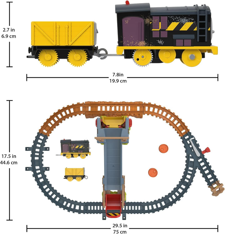 Thomas & Friends batteriebetriebenes Spielzeugeisenbahn-Set Diesels Baustellen-Set mit Schienen und