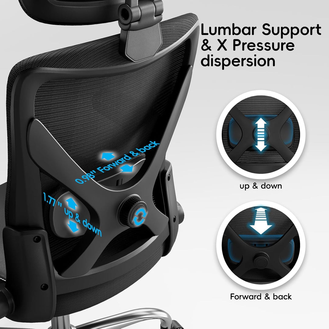 TRALT Ergonomischer Bürostuhl - Office Chair Bürostuhl PU-Leder Verstellbarer Lendenwirbelstütze Des