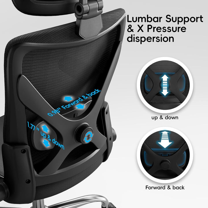 TRALT Ergonomischer Bürostuhl - Office Chair Bürostuhl PU-Leder Verstellbarer Lendenwirbelstütze Des