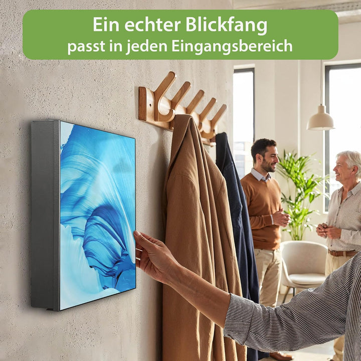 banjado Grosser Schlüsselkasten Metall - Schlüsselbox 30x30cm mit 32 Haken - Schlüsselkasten modern