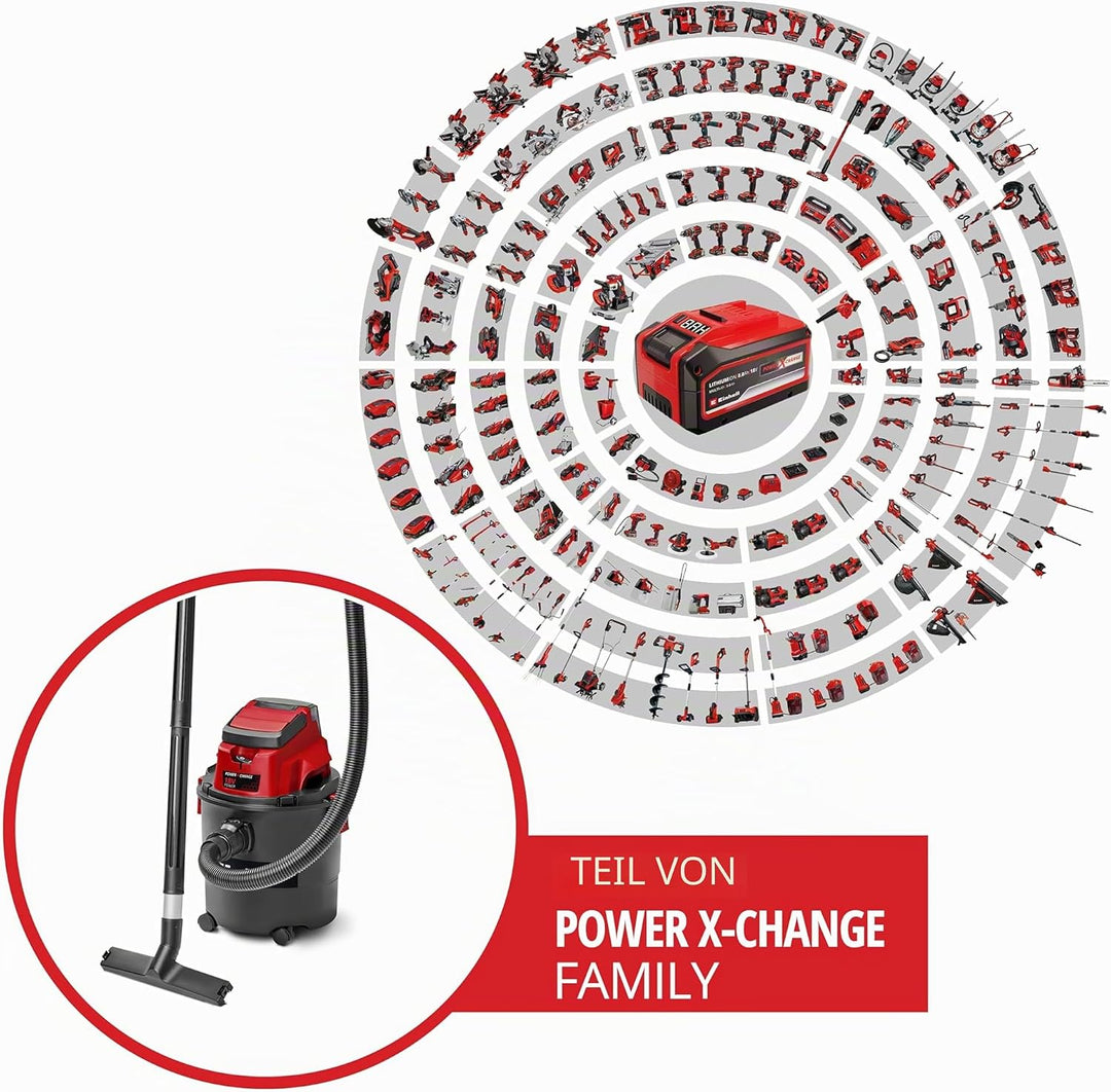 Einhell Akku-Nass-Trockensauger TC-VC 18/15 Li-Solo Power X-Change (Lithium-Ionen, Kunststoffbehälte