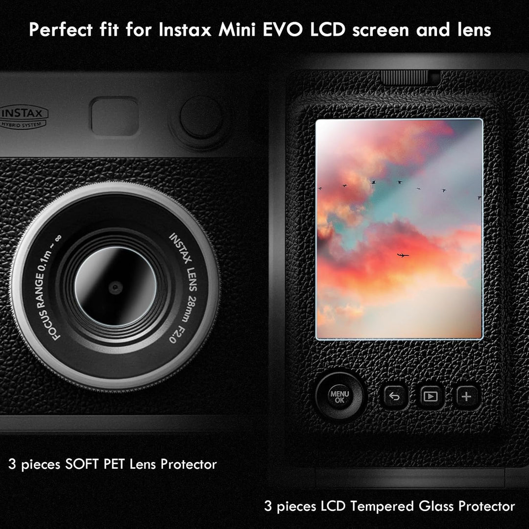 Rieibi Zubehör für Fujifilm Instax Mini Evo Sofortbildkamera, Geschenkpaket inklusive transparenter