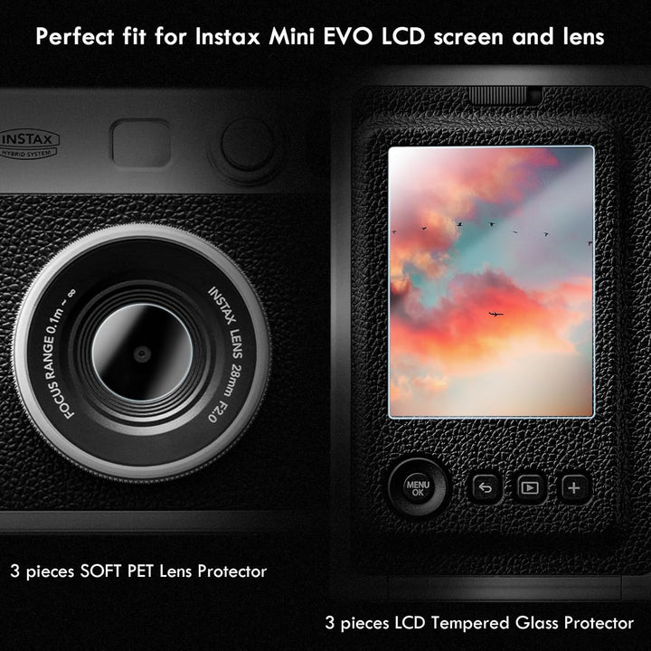 Rieibi Zubehör für Fujifilm Instax Mini Evo Sofortbildkamera, Geschenkpaket inklusive transparenter