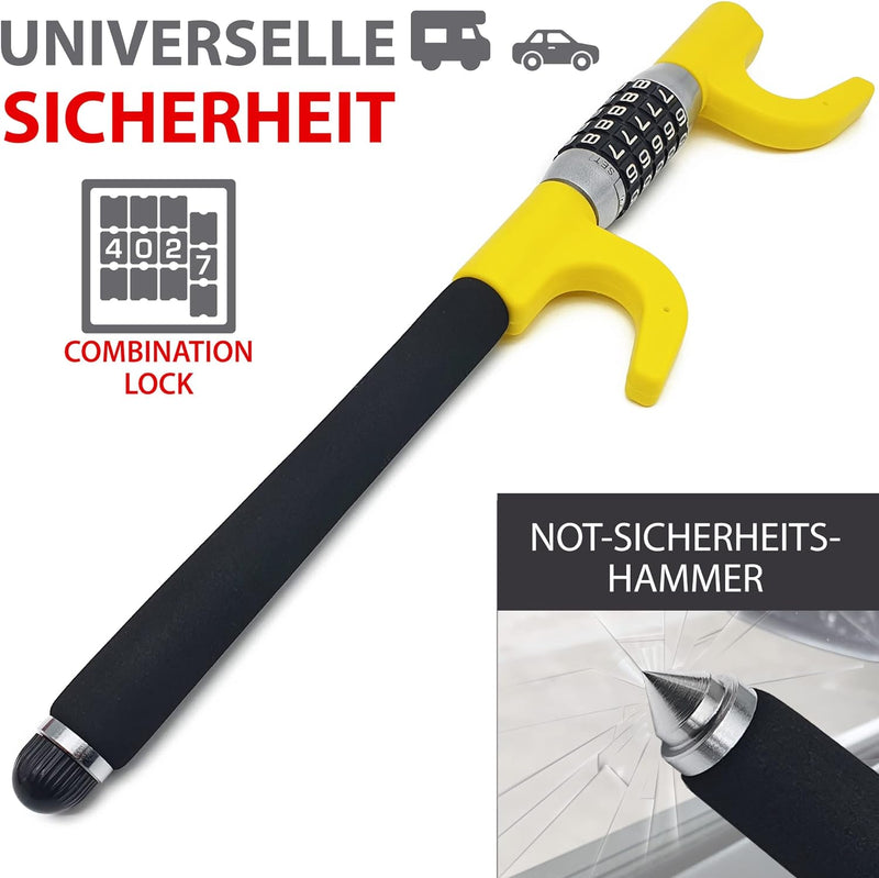 KRASER KR940B Lenkradkralle Wohnmobil Lenkradschloss für Auto Lenkradsperre Lenkrad Zahlenschloss, L
