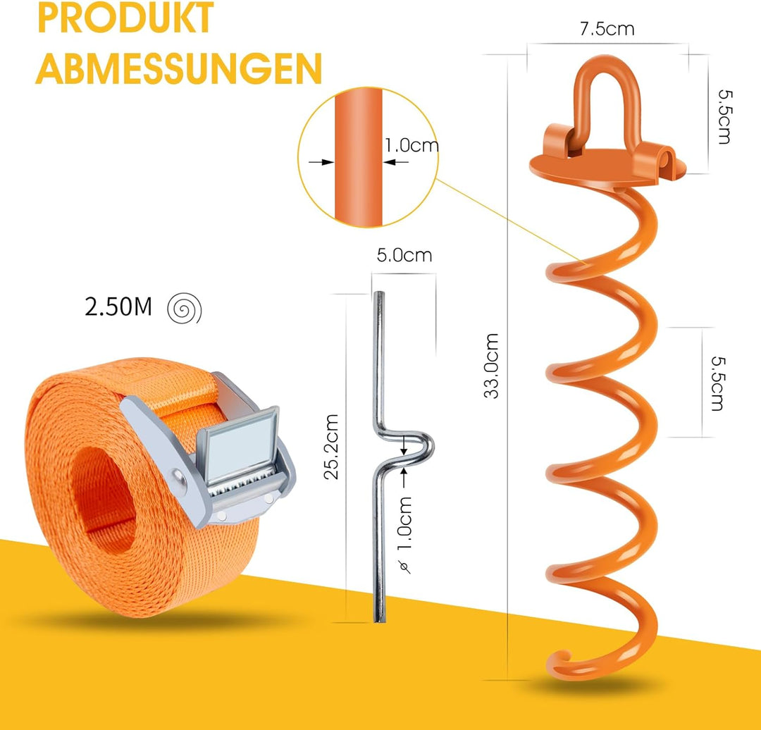 Kamfwert Bodenanker Erdanker für Trampolin, Gartenhaus, Schaukeln | 4 Trampolin Bodenanker Set mit V