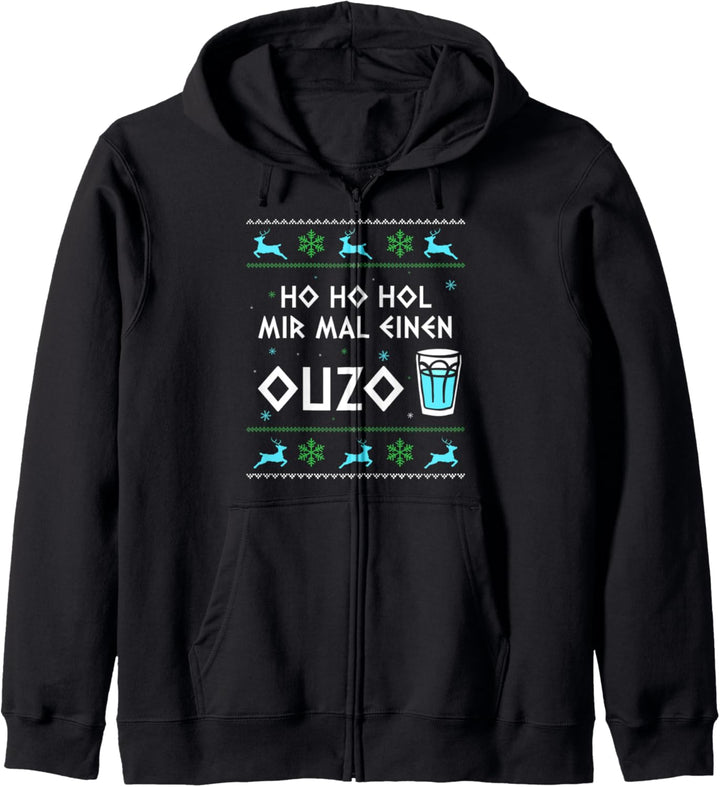 Ho Ho Hol Mir Mal Einen Ouzo Ugly Christmas Outfit Kapuzenjacke
