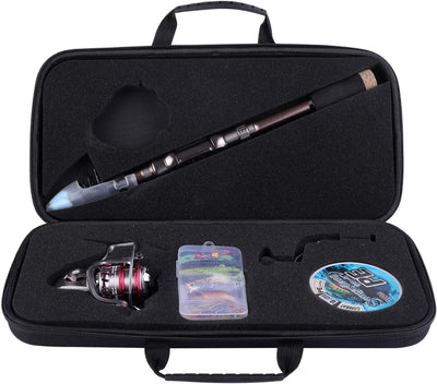 Sougayilang Angelrute und Rolle Combos, Kohlefaser Teleskop Angelrute 12 +1 BB Spinning Reel mit Tra