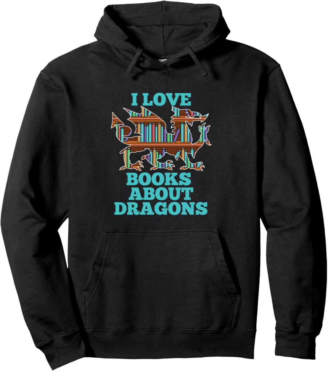 Dragon Book Lover Gift Fantasy Nerd Mythical Bookworm Reader Pullover Hoodie