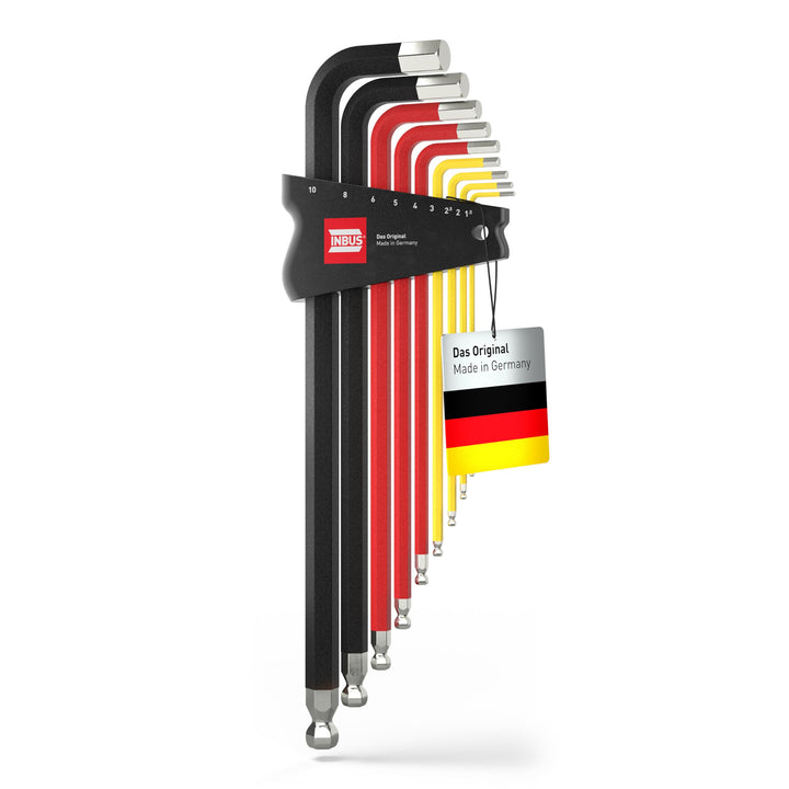INBUS® 75558 DEUTSCHLAND Set 9tlg, 1.5–10mm, mit ColorGrip & Kugelkopf | Das Original. Made in Germa