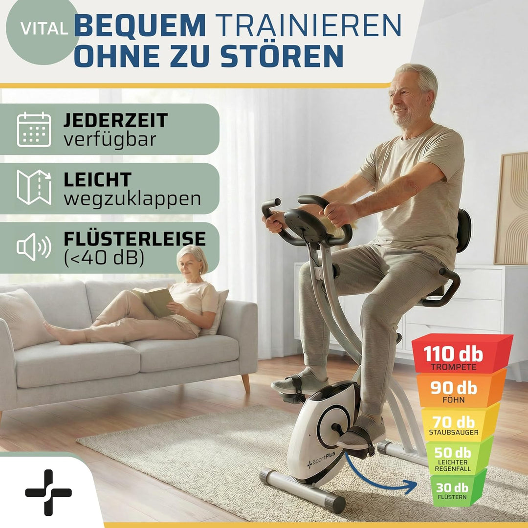 SportPlus Heimtrainer klappbar für zuhause, optional mit App Steuerung, Rückenlehne,Pulsmessung, man