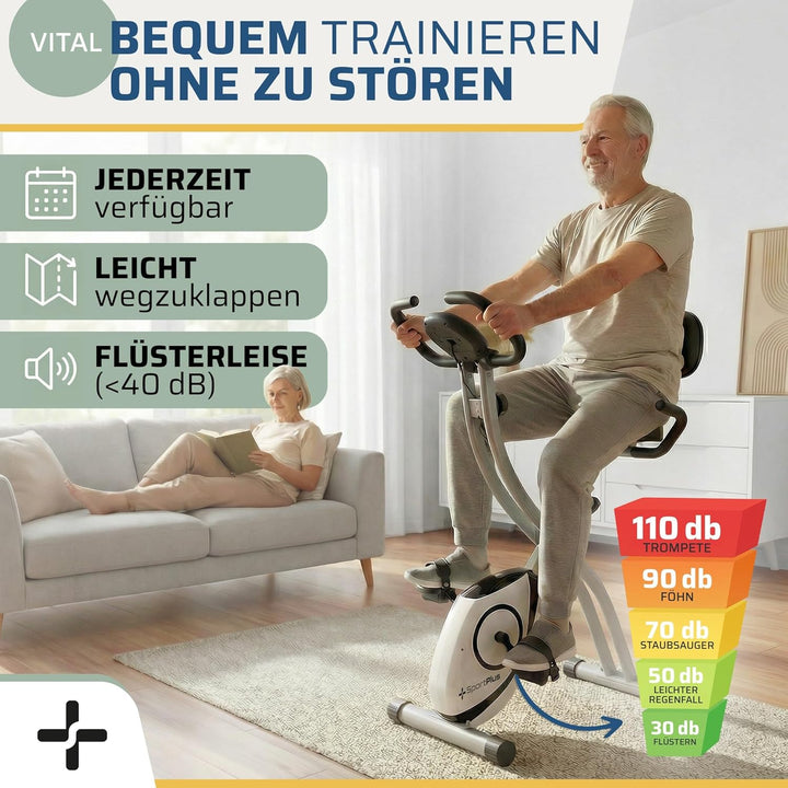 SportPlus Heimtrainer klappbar für zuhause, optional mit App Steuerung, Rückenlehne,Pulsmessung, man