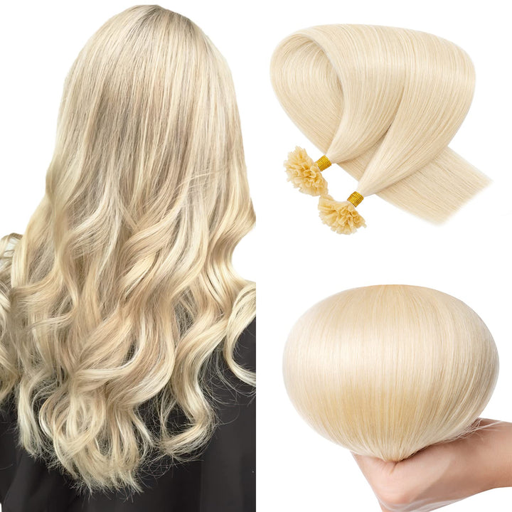 SEGO Extensions I Tip Echthaar Haarverlängerung Keratin Bondings Human Hair 100 Strähnen Gerade 55 c
