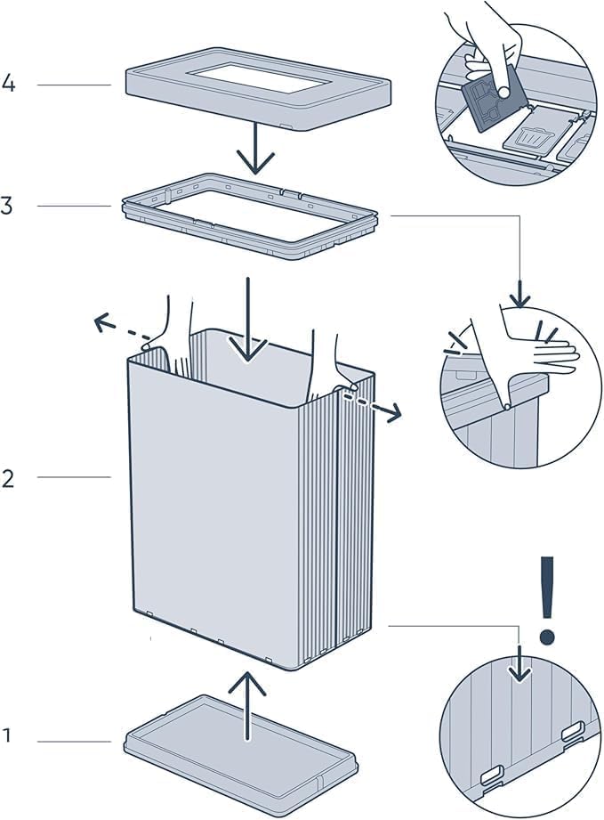 Curver Verto Recycle 54L Mülleimer für Küche, zwei Fächer, einfache Sortierung, offen, schlankes Des