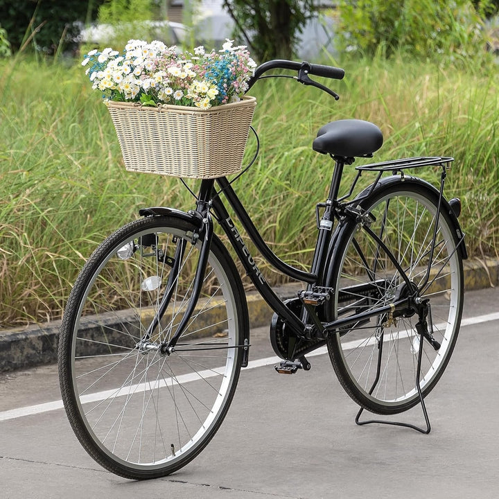 CXWXC Fahrradkorb – Langlebiger vorderer Fahrradkorb – Handgeflochtener Weidenkorb mit verstellbaren