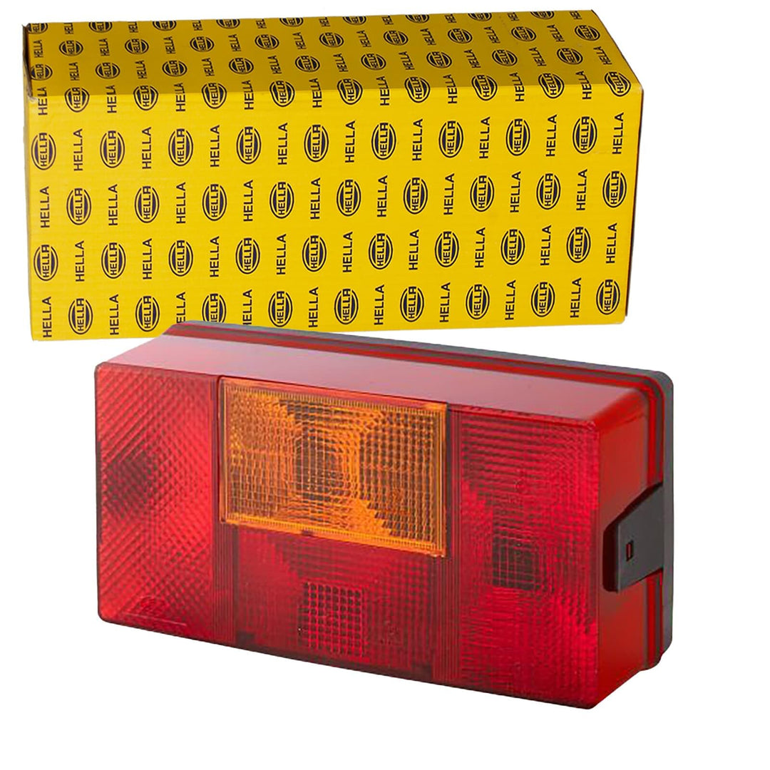 HELLA - Heckleuchte - Glühlampe - 24/12V - Anbau - Lichtscheibenfarbe: rot/gelb - Stecker: Flachstec