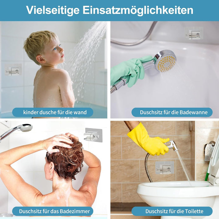 OFFO Duschkopf Halterungen ohne Bohren, Shower Head Holder, Duschhalterung Selbstklebend, Chrom 19-2