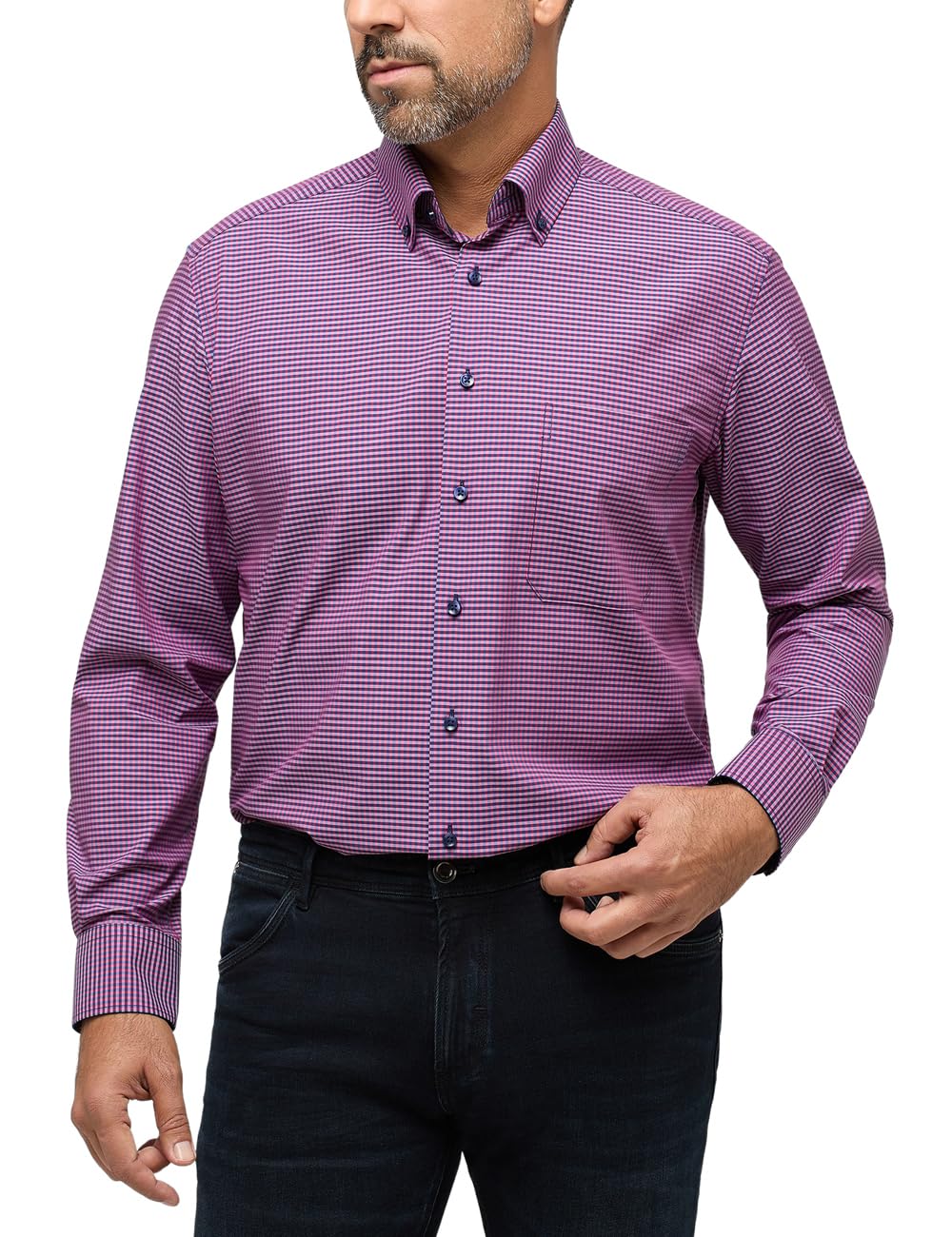 eterna Herren Popeline Hemd Comfort FIT 42 Kragen / 67 Ärmel Sunset Red, 42 Kragen / 67 Ärmel Sunset