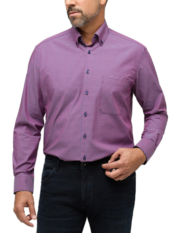 eterna Herren Popeline Hemd Comfort FIT 42 Kragen / 67 Ärmel Sunset Red, 42 Kragen / 67 Ärmel Sunset