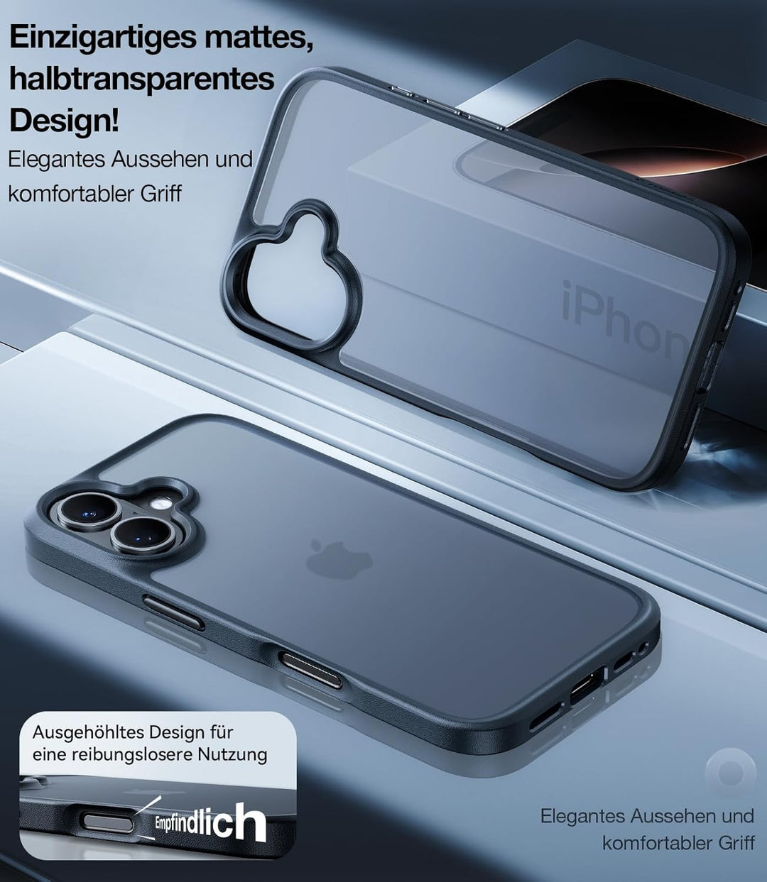 TORRAS Guardian für iPhone 16 Hülle [TOP Militärschutz mit 360° Airbags] Samtweiche Haptik Kratzfest