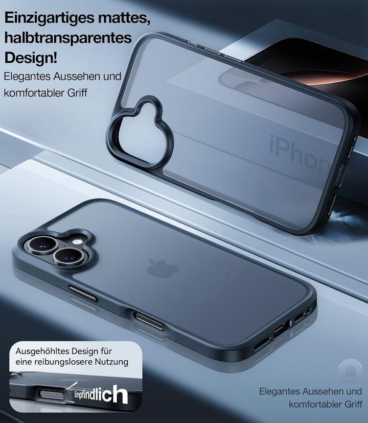 TORRAS Guardian für iPhone 16 Hülle [TOP Militärschutz mit 360° Airbags] Samtweiche Haptik Kratzfest