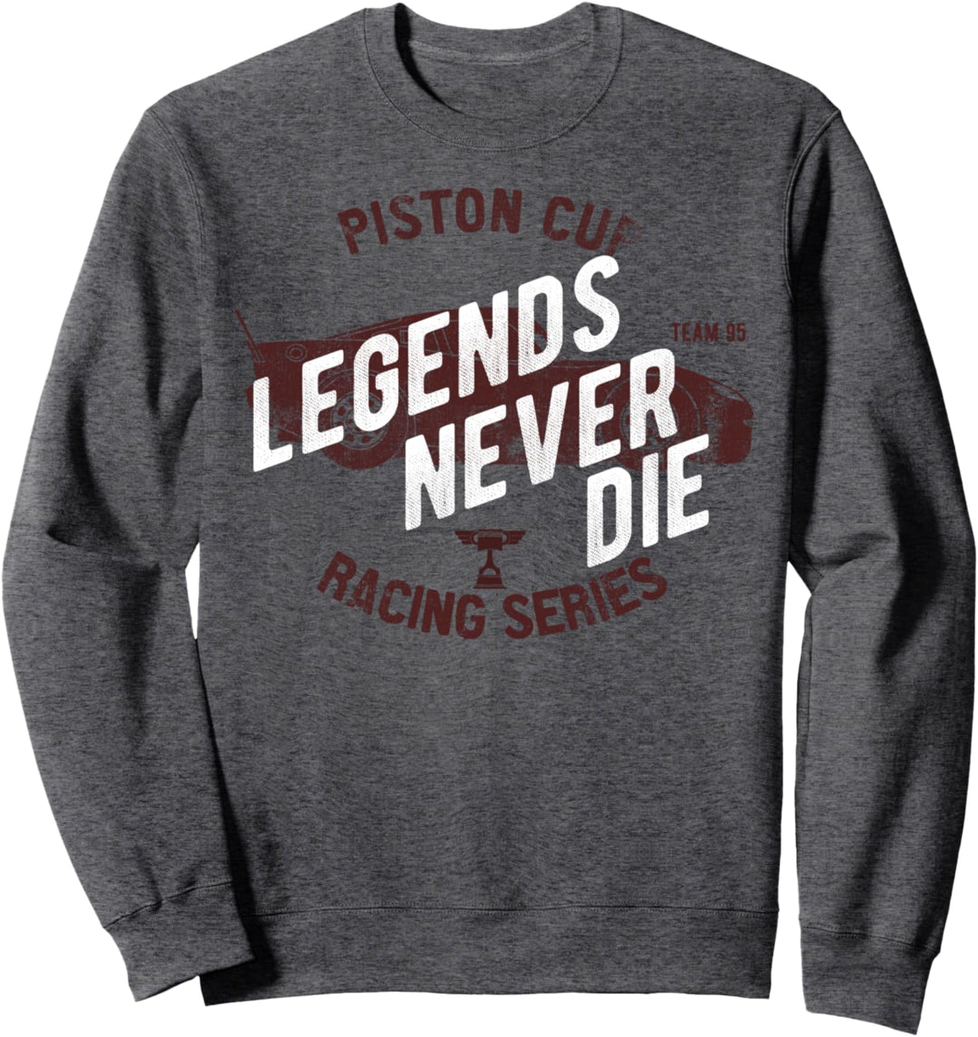 Disney Pixar Cars 2 Lightning McQueen Legends Never Die Text Sweatshirt