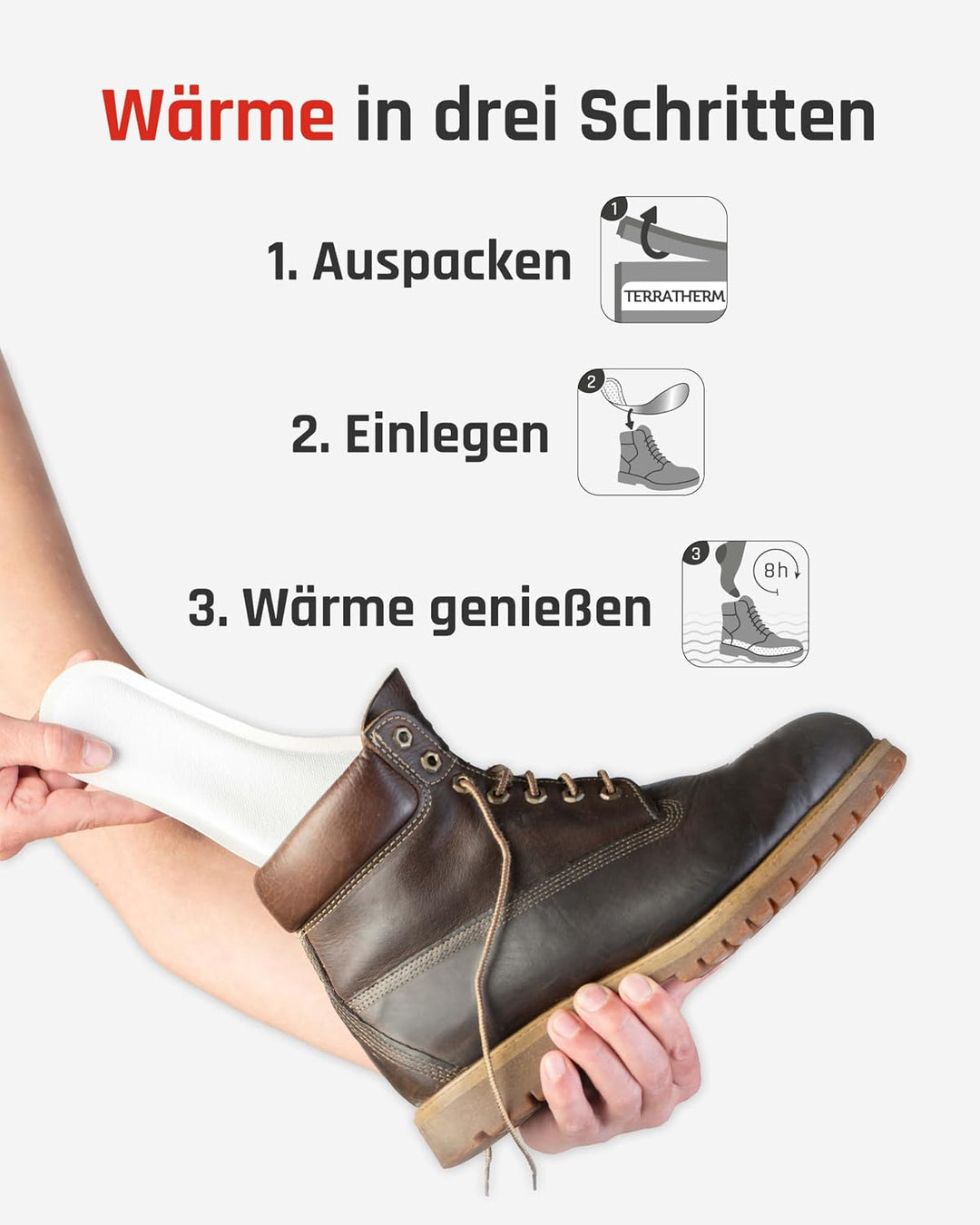 TerraTherm Wärmesohlen für Schuhe - 5, 10 oder 30 Paar - Sohlenwärmer, 100% natürliche Wärme, Fusswä