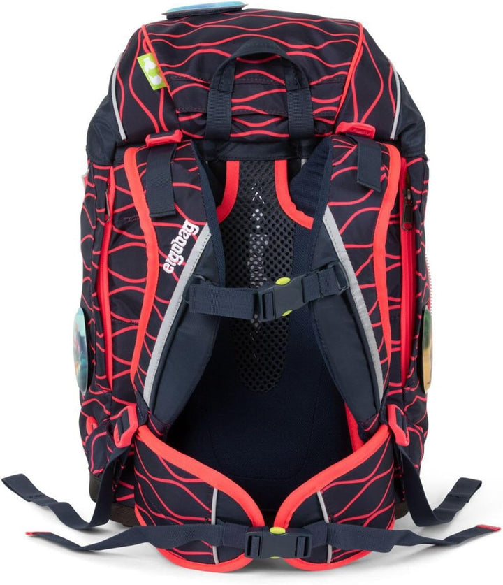 ergobag pack Set ergonomischer Schulrucksack, Set 6-teilig 20 Largo Wellenreitbär - Blau
